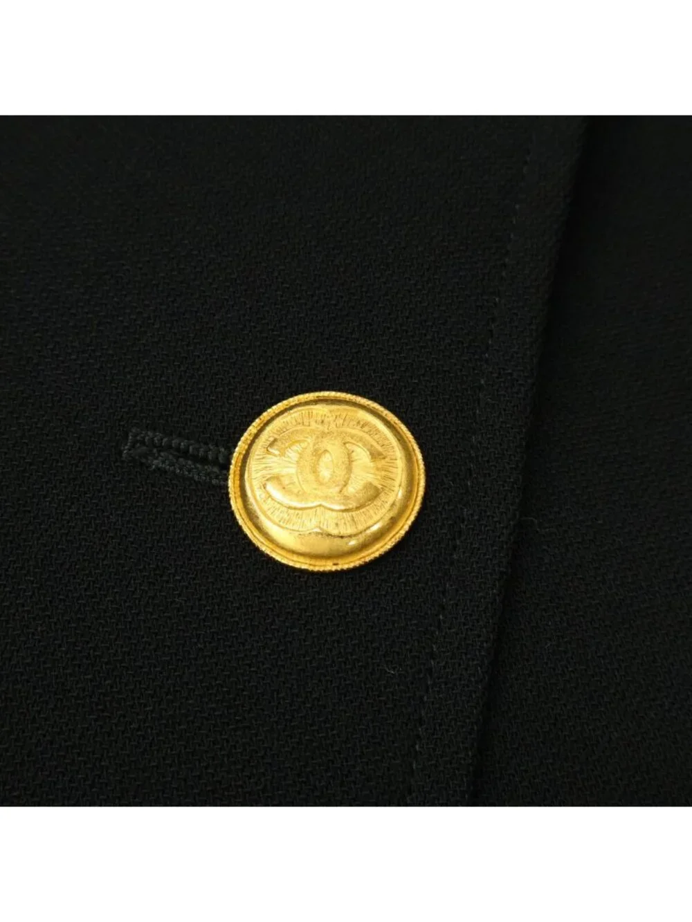 Chanel 96A Wool CC Logo Button Hem Chain Decoration Single Jacket 36